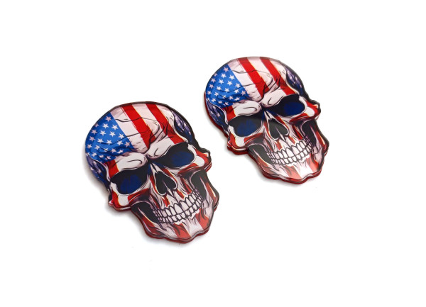 Badges for fenders with logo USA Flag Skull