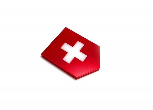 Car emblem (shield) with flag of Switzerland