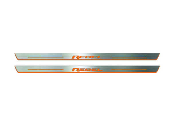 Door sills for Dodge Ram V 2019+ with logo Rebel (front doors) Door sills for Dodge Ram V 2019+ with logo Rebel (front doors)