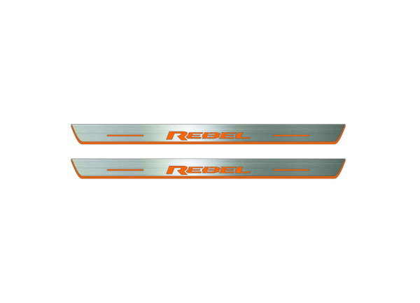 Door sills for Dodge Ram V 2019+ with logo Rebel (rear doors) Door sills for Dodge Ram V 2019+ with logo Rebel (rear doors)