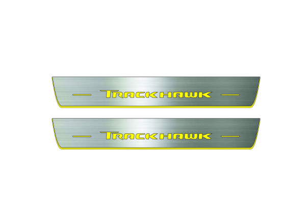Door sills for Jeep Grand Cherokee V 2021+ with logo Trackhawk (front doors) Door sills for Jeep Grand Cherokee V 2021+ with logo Trackhawk (front doors)