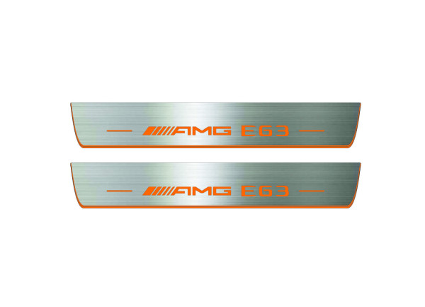 Door sills for Mercedes E-Class W213 2016-2023 with logo AMG E63 (front doors) Door sills for Mercedes E-Class W213 2016-2023 with logo AMG E63 (front doors)