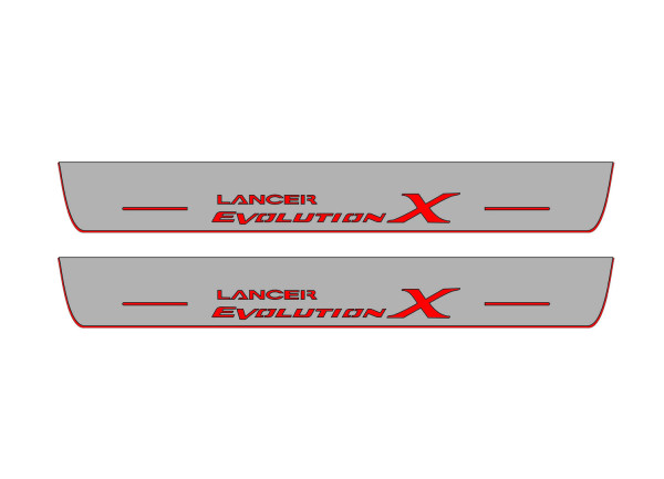 Door sills for Mitsubishi Lancer X 2007-2017 with logo Evolution X (front doors)