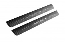 Plastic door sills for Mitsubishi Lancer X 2007-2017 - (type CARBON)