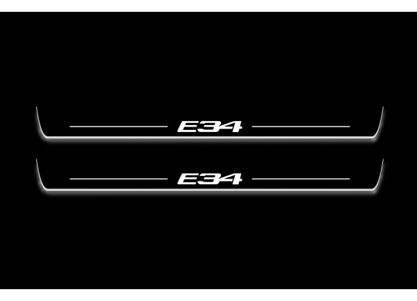 Led door sills BMW 5 E34 1987-1996 with logo E34 (front doors)