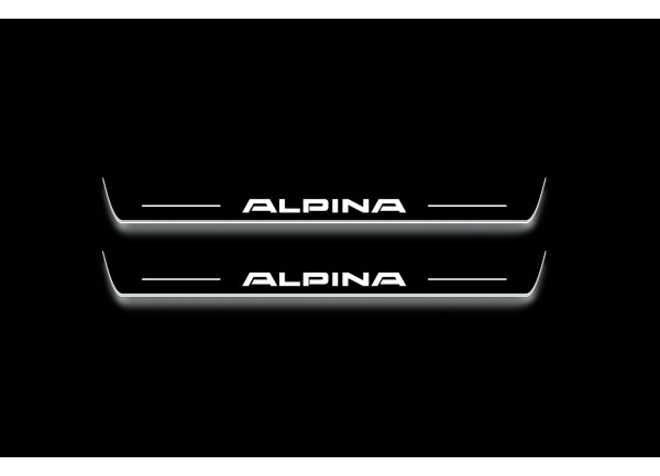 Led door sills BMW X7 (G07) 2018+ with logo Alpina (front doors) Led door sills BMW X7 (G07) 2018+ with logo Alpina (front doors)