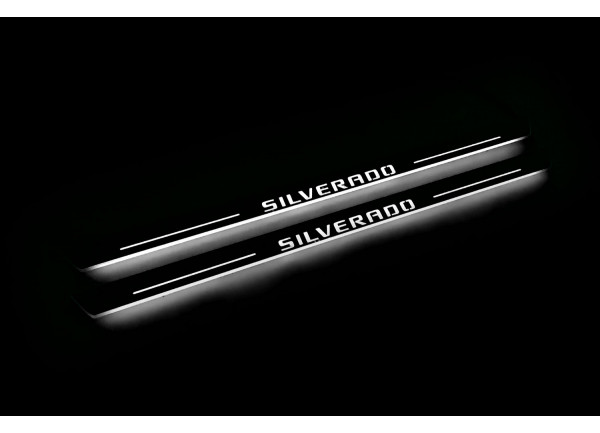 Led door sills Chevrolet Silverado III 2014-2019 (front doors) Led door sills Chevrolet Silverado III 2014-2019 (front doors)