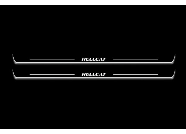 Led door sills Dodge Challenger 2008+ with logo "HELLCAT"