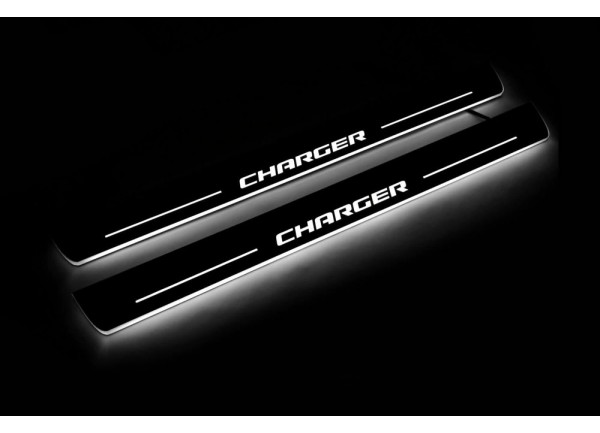 Led door sills Dodge Charger 2011+ with logo CHARGER (front doors)