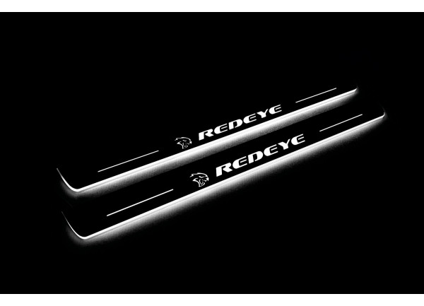 Led door sills Dodge Charger 2011+ with logo Hellcat Redeye (front doors)
