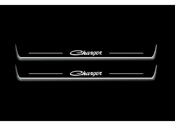 Led door sills Dodge Charger 2011+ with logo old CHARGER (front doors)