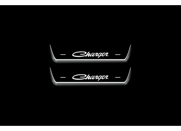 Led door sills Dodge Charger 2011+ with logo old CHARGER (rear doors)