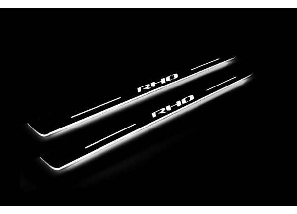 Led door sills Dodge Ram V 2019+ with logo RHO (rear doors) Led door sills Dodge Ram V 2019+ with logo RHO (rear doors)