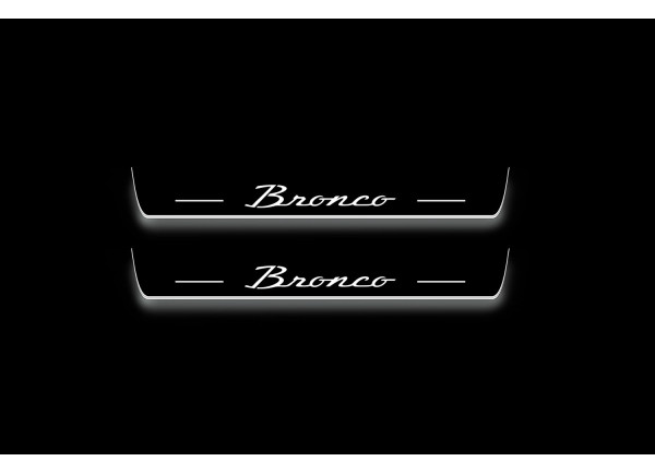 Led door sills Ford Bronco VI 2020+ with OLD logo (front doors) Led door sills Ford Bronco VI 2020+ with OLD logo (front doors)