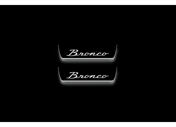 Led door sills Ford Bronco VI 2020+ with OLD logo (rear doors) Led door sills Ford Bronco VI 2020+ with OLD logo (rear doors)