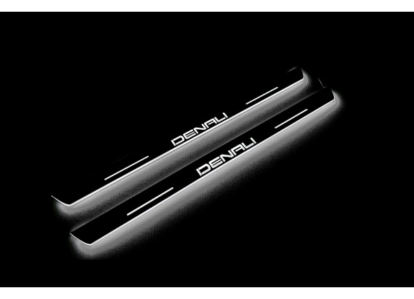 Led door sills GMC Sierra V 2018+ with logo Denali (rear doors)