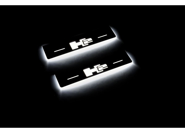 Led door sills Hummer H2 2002-2009 with logo H2 (rear doors)