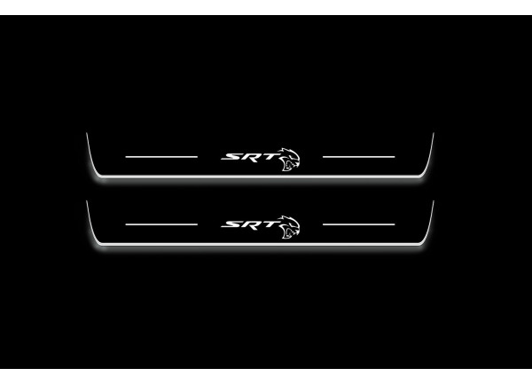 Led door sills Jeep Grand Cherokee IV 2010-2021 with logo SRT Hellcat (front sills)
