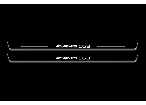 Led door sills Mercedes C W204 Coupe 2007-2014 with logo AMG C 63