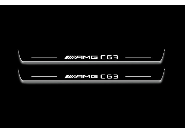 Led door sills Mercedes C W204 2007-2014 with logo AMG C63 (front doors)