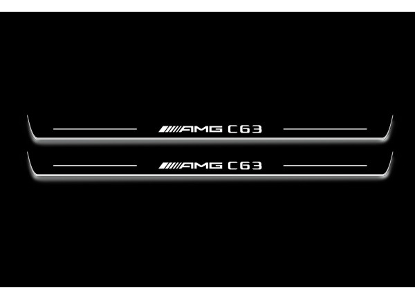 Led door sills Mercedes C W205 Coupe 2014-2021 with logo AMG C63