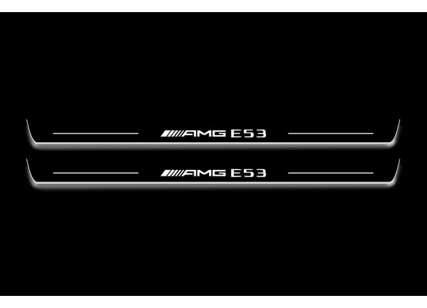 Led door sills Mercedes E W213 Coupe 2016-2024 with logo AMG E53 (front doors)