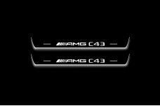 Led door sills Mercedes C W205 2014-2021 with logo AMG С43 (front doors)