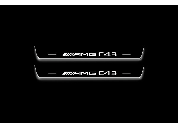 Led door sills Mercedes C W205 2014-2021 with logo AMG С43 (front doors)