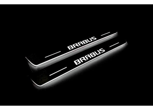 Led door sills Mercedes C W205 2014-2021 with logo Brabus (front doors)