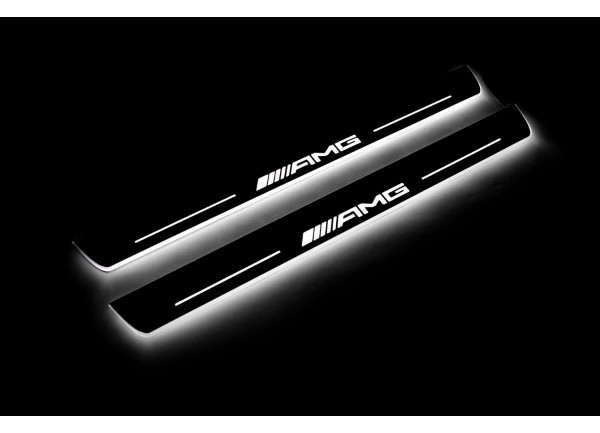 Led door sills Mercedes E W211 2002-2009 with logo AMG (front doors)