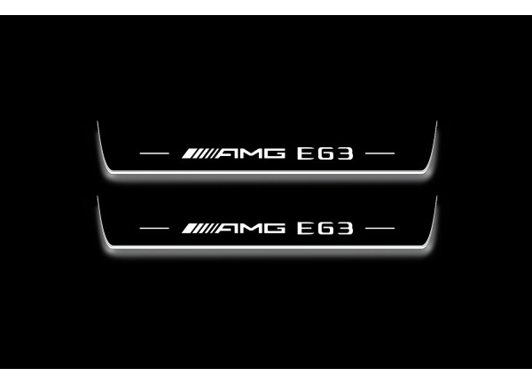 Led door sills Mercedes E W213 2016-2023 with logo AMG E63 (front doors)