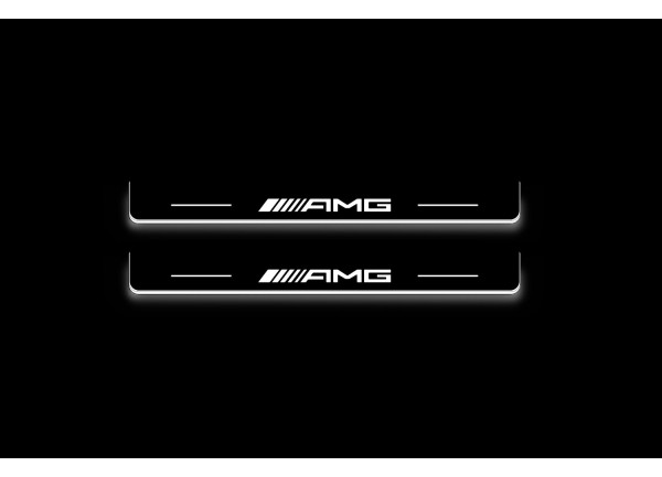 Led door sills Mercedes S-Class W223 2021+ with logo AMG (rear doors) (long base)