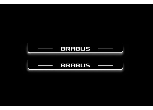 Led door sills Mercedes S-Class W223 2021+ with logo Brabus (rear doors) (long base)