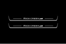 Led door sills Nissan Rogue III 2021+ with logo Rock Creek (front doors)