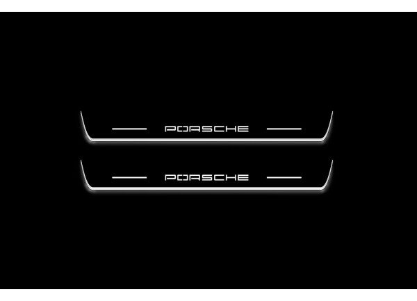 Led door sills Porsche Cayenne II 2010-2017 with logo Porsche (front doors)