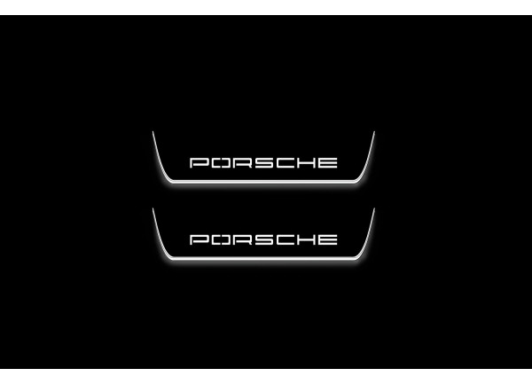 Led door sills Porsche Cayenne II 2010-2017 with logo Porsche (rear doors)