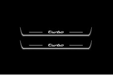 Led door sills Porsche Cayenne II 2010-2017 with logo Turbo (front doors)
