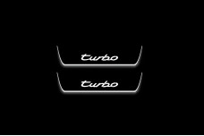 Led door sills Porsche Cayenne II 2010-2017 with logo Turbo (rear doors)