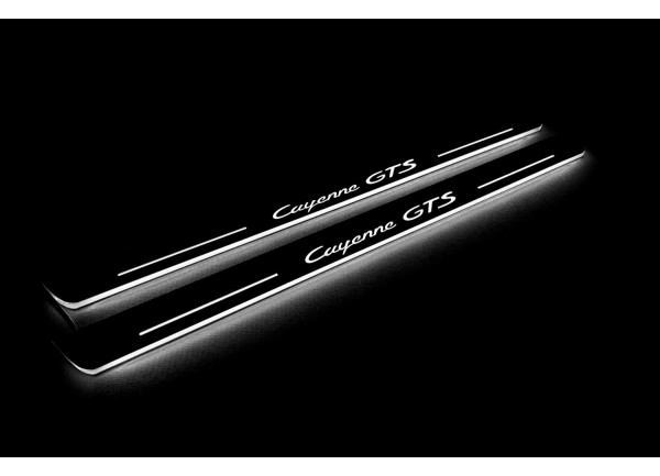 Led door sills Porsche Cayenne III 2017+ with logo "Cayenne GTS" (front doors)