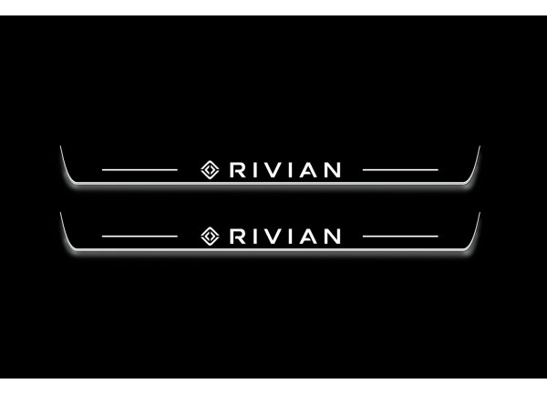 Led door sills Rivian R1T 2021+ with logo Rivian (front doors)