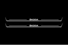 Led door sills Skoda Enyaq 2020+ with logo Skoda (front doors)