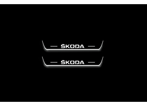 Led door sills Skoda Enyaq 2020+ with logo Skoda (rear doors)