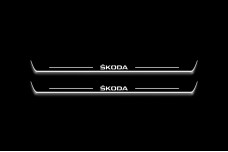 Led door sills Skoda Octavia II (A5) 2004-2013 with logo Skoda (front doors)