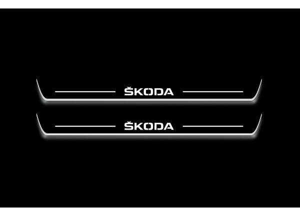 Led door sills Skoda Octavia III (A7) 2013-2020 with logo Skoda (front doors)