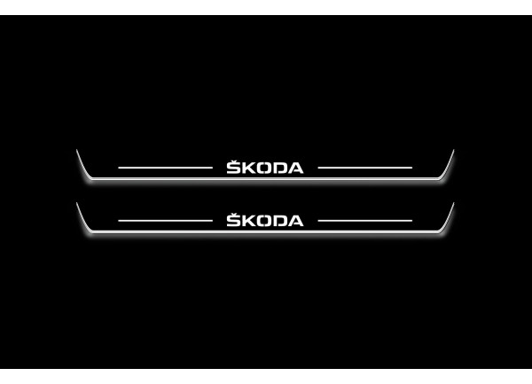 Led door sills Skoda Octavia IV (A8) 2020+ with logo Skoda (front doors)