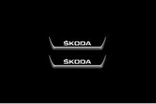 Led door sills Skoda Octavia IV (A8) 2020+ with logo Skoda (rear doors)
