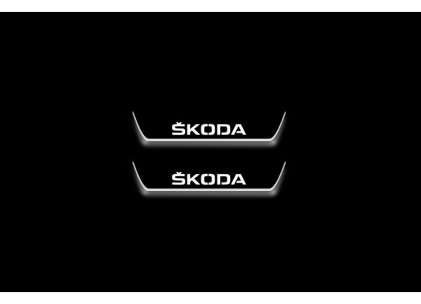 Led door sills Skoda Octavia IV (A8) 2020+ with logo Skoda (rear doors)