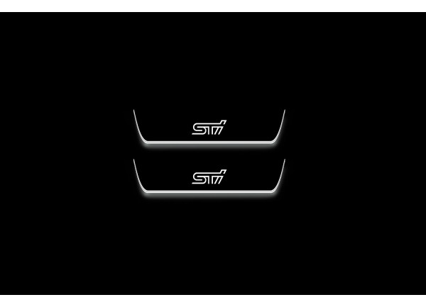 Led door sills Subaru WRX STI V 2016+ with logo STI (rear doors)