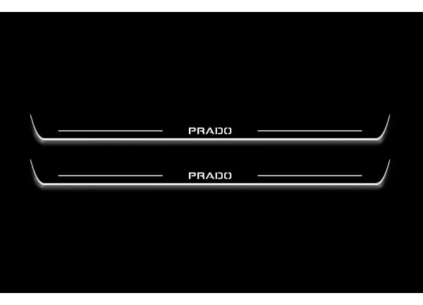 Led door sills Toyota Prado 120 2002-2009 with logo Prado (front doors) Led door sills Toyota Prado 120 2002-2009 with logo Prado (front doors)