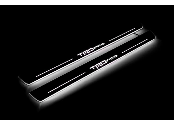 Led door sills Toyota Tundra IV 2022+ (rear doors) with logo "TRDpro" (CrewMax) Led door sills Toyota Tundra IV 2022+ (rear doors) with logo "TRDpro" (CrewMax)